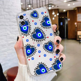 Cartoon Transparent Devil Eyes Embossed Painted Apple Phone Soft Case Protective Case